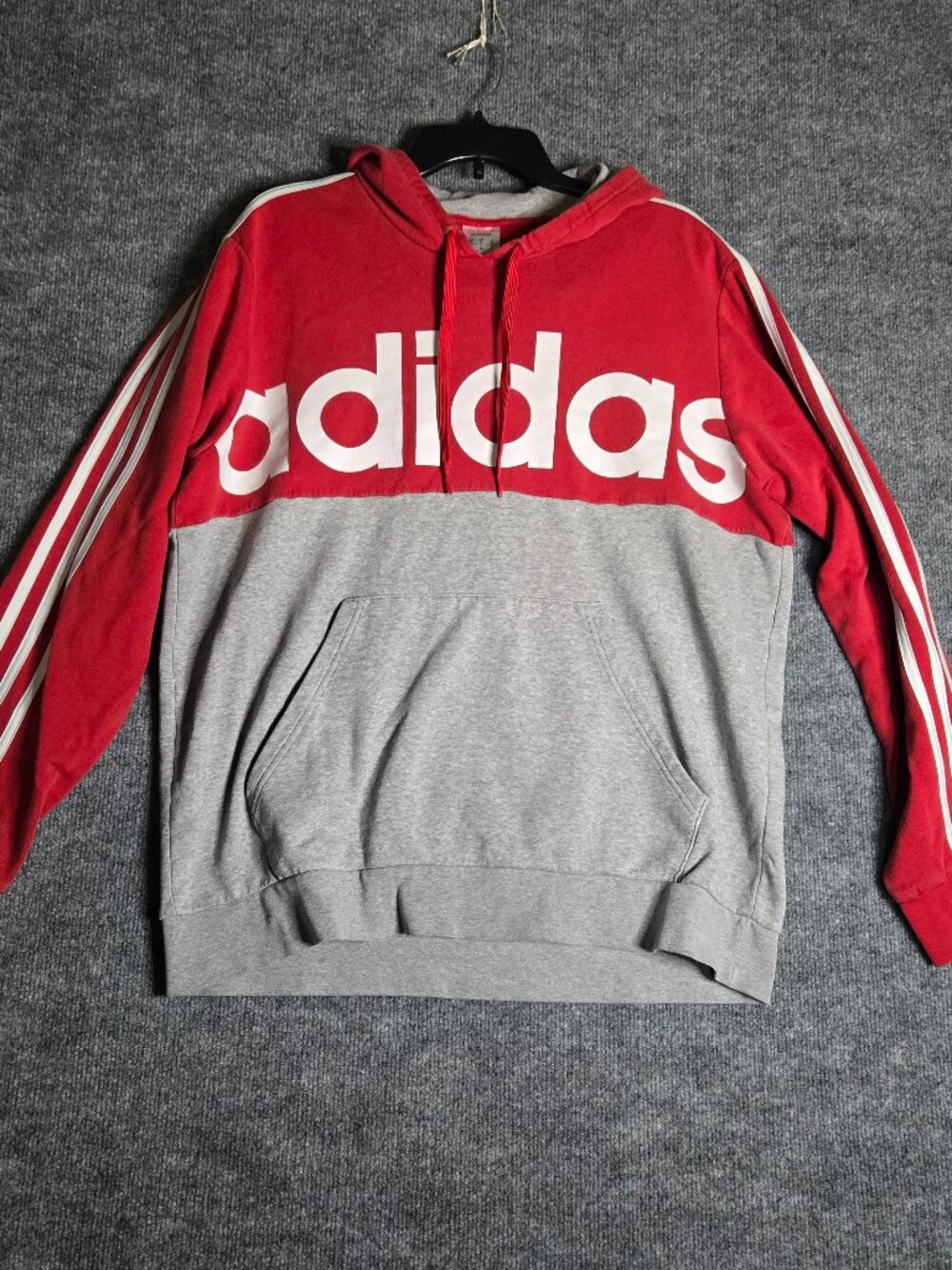 XL Lettered Size Small Adidas Red & Gray with White Lettering Sweatshirt EUC
